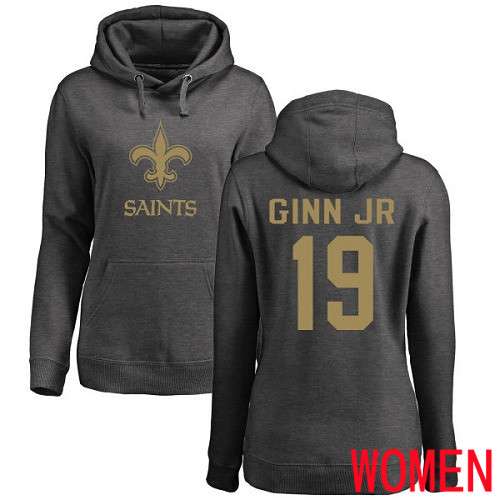 New Orleans Saints Ash Women Ted Ginn Jr One Color NFL Football 19 Pullover Hoodie Sweatshirts